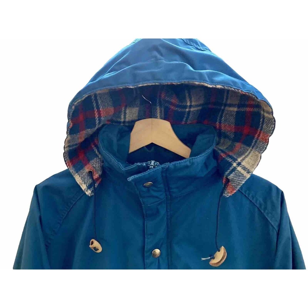 Vtg Woolrich Wool Blend Lined Parka Jacket Mens XL Blue Removable Hood USA Made - Picture 2 of 10